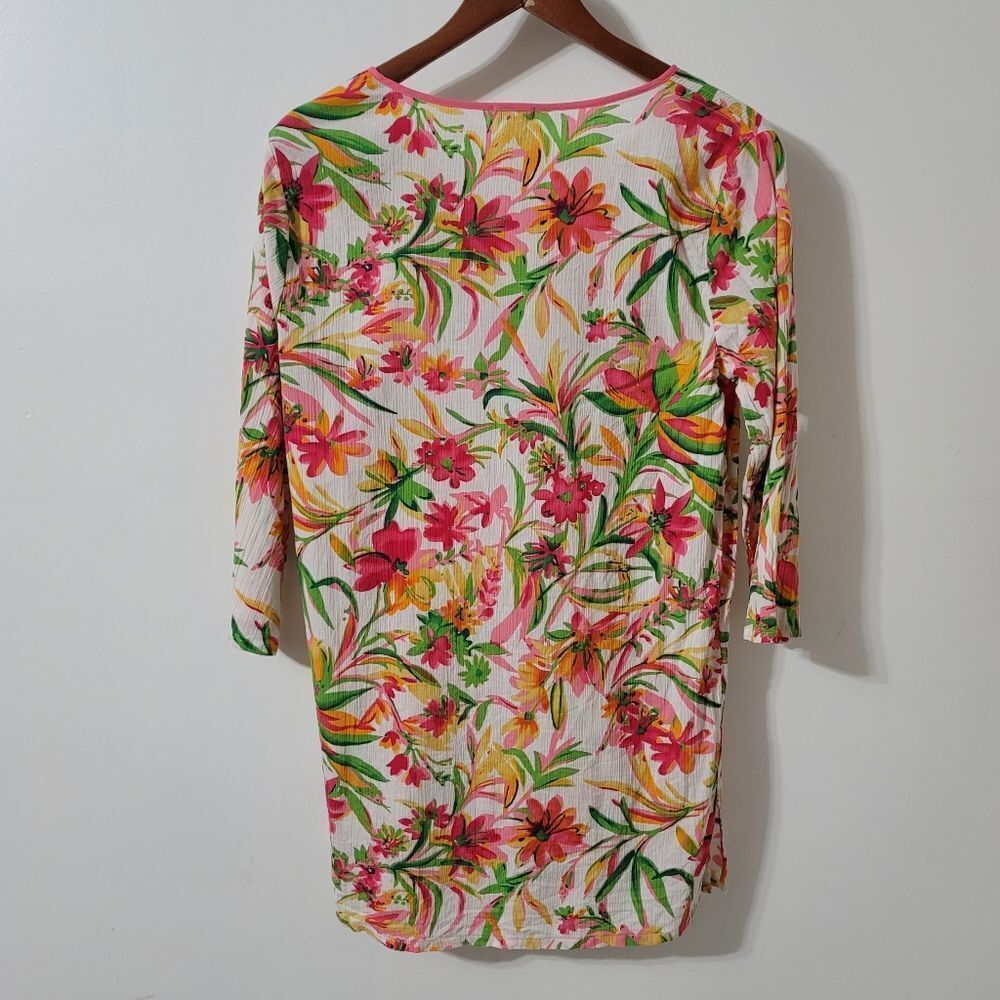 J. Crew Factory Tissue Tunic Floral swim cover top Size Medium - Picture 2 of 6